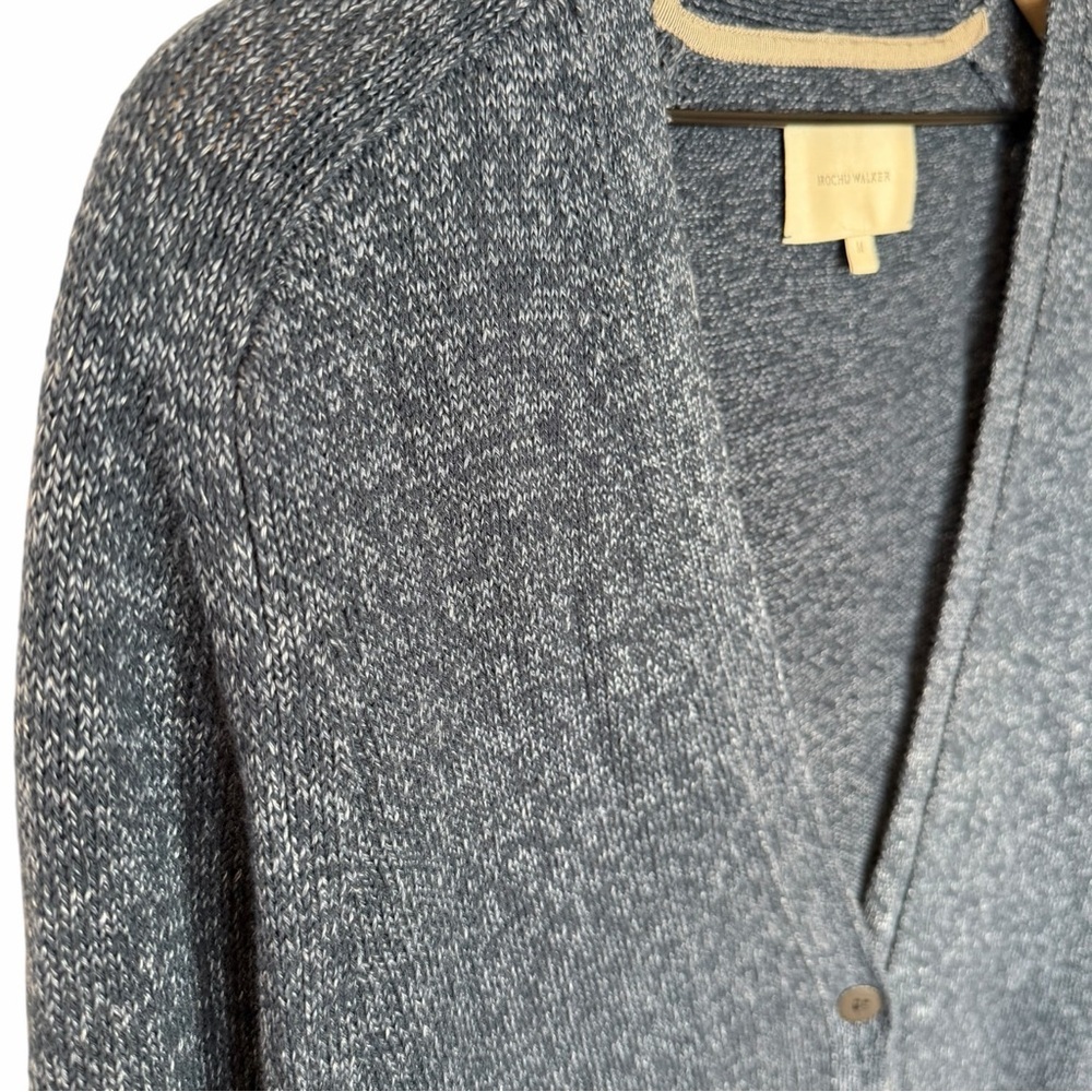 Brochu Walker Blue Cotton Linen Cardigan Sweater Sz M Relaxed Minimalist - Picture 2 of 13